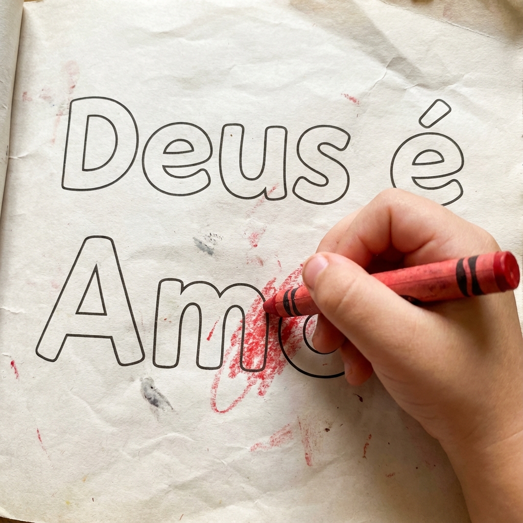 Mão colorindo Deus é Amor